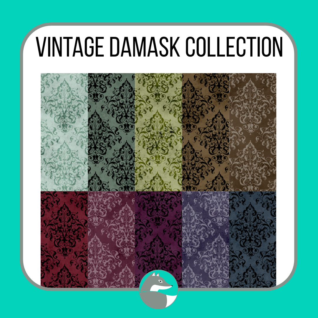 Vintage Damask Collection - Silver Fox Vinyl